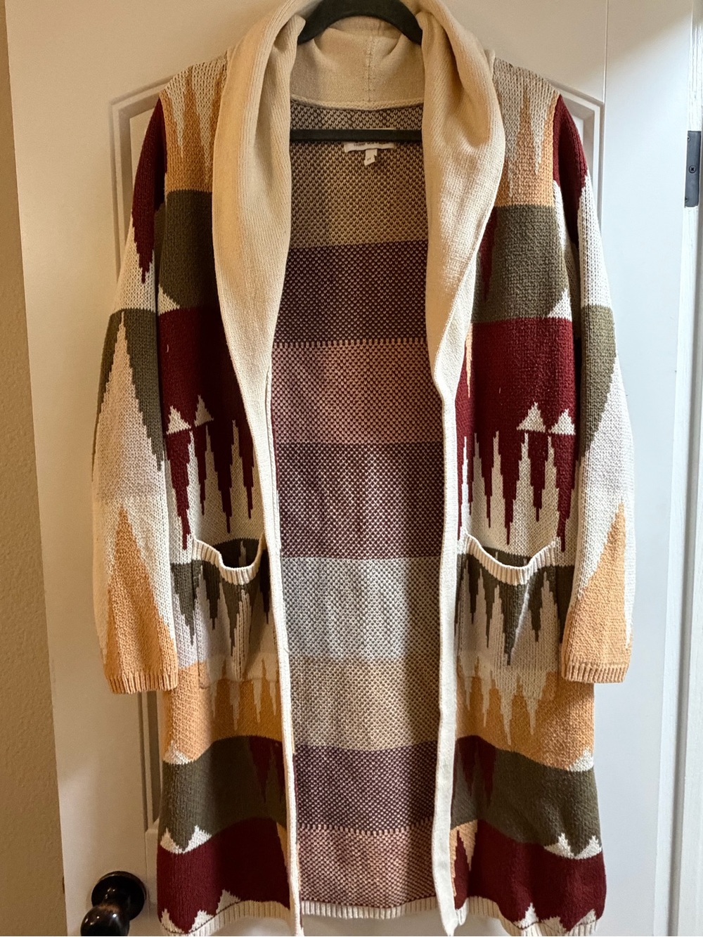 Shyanne Southwestern Geometric Longline Duster Cardigan M